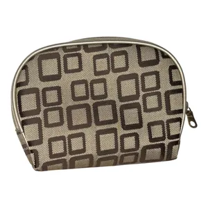 Geometric Square Tote Cosmetic Bag 3pc Set Gold‎ Bronze Metallic MCM Travel thumbnail 6
