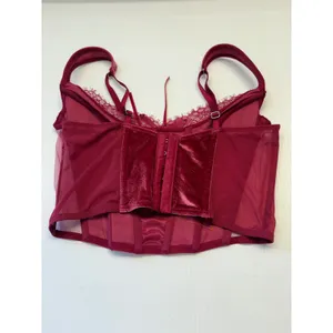 Victoria's Secret Corset Top Womens Medium Burgundy Velvet‎ Dream Angels Bustier thumbnail 8