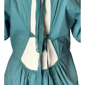 Peter Som Collective Dress Womens 12 Green Puff Sleeve Tie Fit And Flare Mini‎ thumbnail 10