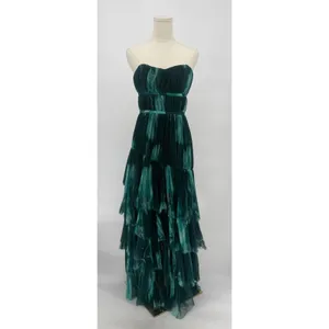 Hutch Lanza Strapless Tiered Tulle Gown‎ in Teal Bloom Size 2 thumbnail 6
