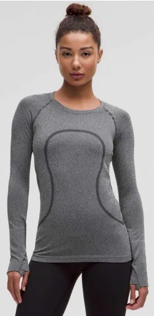 Lululemon Swiftly Tech Long Sleeve Shirt 2.0 Parallel Texture Black / White Size thumbnail 1