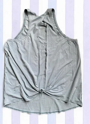 Lululemon Light Blue Gray Knot-Front Racerback Tank Top size small thumbnail 1