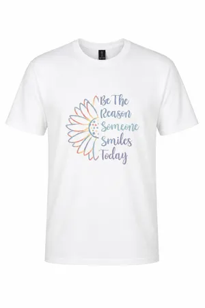 Gildan Unisex 100% White Cotton “Be the Reason Someone Smiles Today” TShirt Size XL thumbnail 1