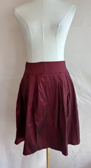Rock Steady Burgundy Pleated Midi Skirt Size Large thumbnail 1