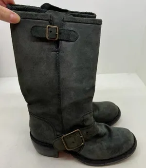 Fiorentini + Baker Mike moto Boot green pull on adjusable buckles sz 36.5 US 6.5 thumbnail 3