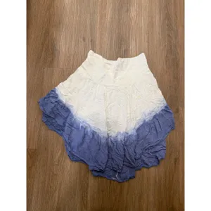 Free People Blue White Ombre Smocked Mini Skirt Textured Ruffle Boho XS thumbnail 2