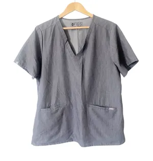 Figs Technical Collection Casma Gray 3 Pocket Short‎ Sleeve Scrub Top Size XL thumbnail 1