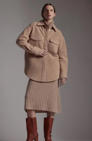 Quince Skirt Midi Cashmere Skirt Tan (oatmeal) XS thumbnail 2