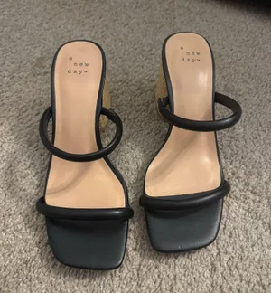 A New Day Black Faux Leather Heels Size 7 thumbnail 1