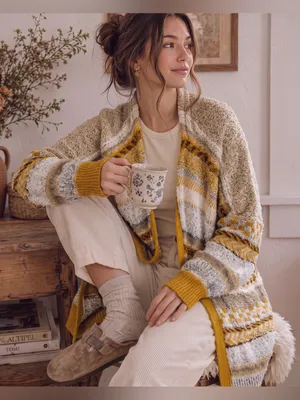 GIMMICKS by BKE Patchwork Longline Cardigan thumbnail 1