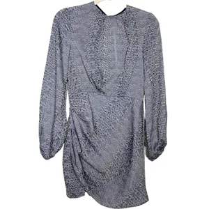 Finders Keepers Animal Print Ruched Mini Dress Blue Gray Size S thumbnail 2