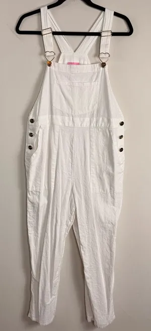 Stoney‎ Clover Lane White Linen Blend Overalls with Heart Hardware Size S thumbnail 1