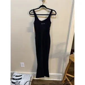 WILO THE LABEL Women's NWT Unitard Black Flare Rib Yoga/Athletic Jumpsuit thumbnail 3