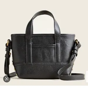 J. Crew Mini Montauk Leather tote crossbody bag black BA140 NWT thumbnail 1