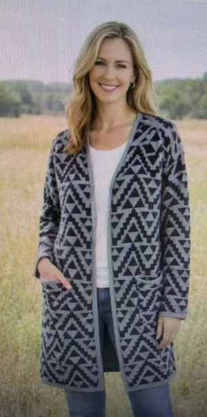 Ariat Cardigan Sweater Womens Large Aztec Open Front Pockets Western Boho thumbnail 1