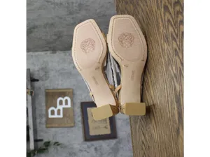 NWT Vince Camuto Hamda Ankle Strap High Heel Sandals Natural Brown / Gold 8.5M thumbnail 11