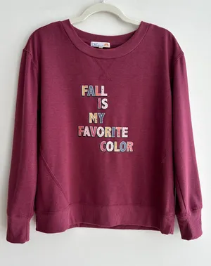 C&C California “Fall Is My Favorite Color” Maroon Sweatshirt, Size Medium thumbnail 1