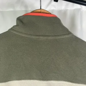 Eddie Bauer Fleece Pullover Mens Small Snap‎ Button Pocket Olive Green Beige thumbnail 9