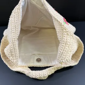 Vintage Women's Beige Floral Crochet Shoulder/Tote Bag SKU 5250 thumbnail 3
