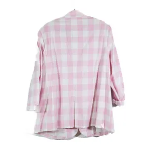 Eloquii Women's Oversized Pink White Plaid Gingham Blazer Jacket 18 thumbnail 4