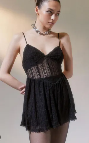 Urban Outfitters Black Lace Romper thumbnail 3