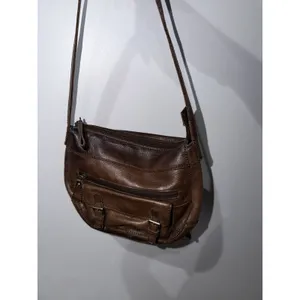 Vintage Fossil Brown Pebbled Leather Shoulder Handbag Y2K F‎ thumbnail 2