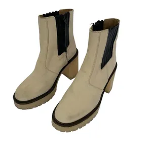 Free‎ People Boots 36.5 Tan Ankle Leather Block Heel Boho Festival thumbnail 3