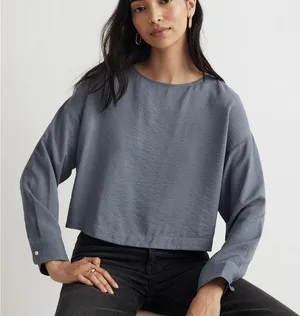 Madewell Relaxed Tulip-Back Top in Sunfaded Indigo Size Large EUC thumbnail 1