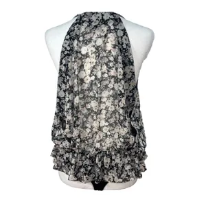 Express Floral Print Chiffon‎ Sleeveless Wrap Top Bodysuit Sz M Coquette Y2K thumbnail 3