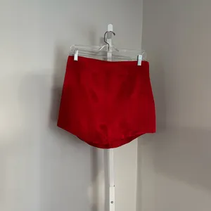 ZARA Red Satin Effect Mini Skirt High Waisted Skirt Curved Hem Womens Size Large thumbnail 3