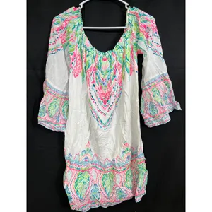Lilly Pulitzer SKU 7935 Multicolor Off Shoulder Floral Dress Size L thumbnail 2