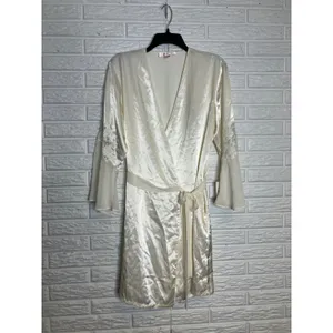 Oscar de la renta pink label white brides robe bell sleeves women's size large‎ thumbnail 2