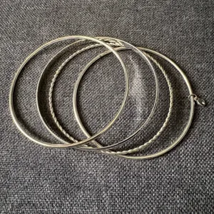 Silver Stacked Thin Fashion Bracelets S/4 Silver Plated Bangle - Costume Jewelry thumbnail 2