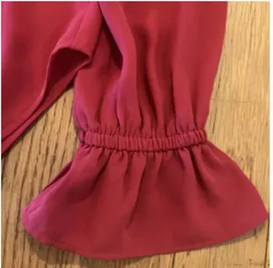 Loft Ann Taylor Rust Red high low blouse with flare cuff sleeves size XS thumbnail 5