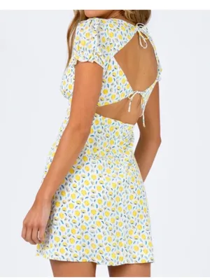 Princess Polly Lemon Print Tie Mini Dress thumbnail 2