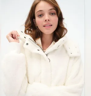 NWT Aeropostale White Size Large Faux Fur Hooded Jacket thumbnail 4