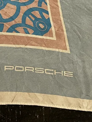 100% silk Porsche scarf Blue thumbnail 2