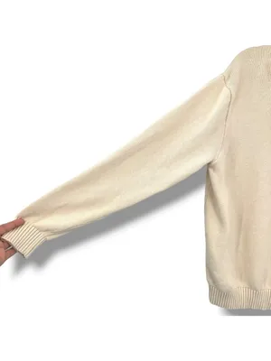 Brandy Melville Aleah Half-Zip Cotton Sweater Cream Size Medium Preppy Casual thumbnail 7
