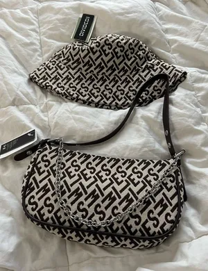 Divided Brown monogram jacquard shoulder bag and bucket hat matching set thumbnail 1