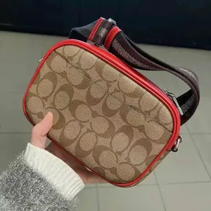 coach Mini Jamie Camera Bag In Signature Canvas With Wild Strawberry ch351 thumbnail 3