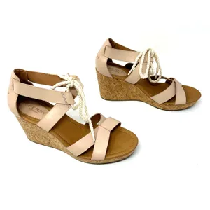 Sperry Size 8 Heels Beige Nude 3" Wedge Heel Sandals Ankle Tie Open‎ Toe Strappy thumbnail 3