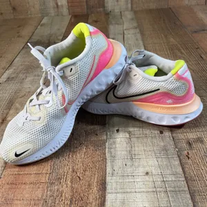 Nike Renew Run Womens 9.5 White Pink Lime Green Blast Running Shoes CK6360-005 thumbnail 3