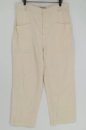 Urban Outfitters Women's High Waist Straight Leg‎ Cream Pants Size 12 Button Fly thumbnail 1