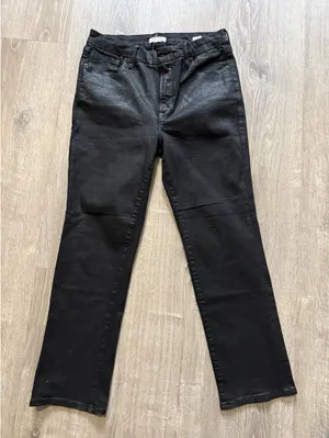 Good American Good Classic Coated Jeans Women's 14/32 Black‎ Stretch High Rise thumbnail 1