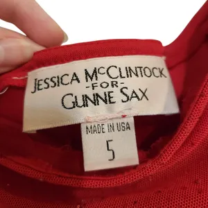 Vintage Jessica McClintock for Gunne Sax Red One Shoulder Evening Formal Dress 6 thumbnail 6
