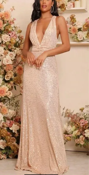 NEW Plunging Neck Criss Cross Sequin's Dress thumbnail 1