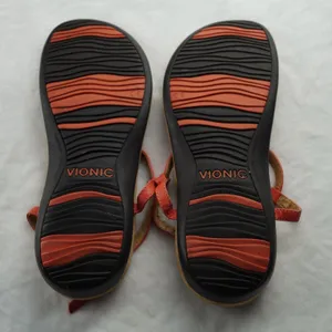 Vionic‎ Coral Red Gold Medallion T-Strap Sandals Orthotic Size 8 thumbnail 6