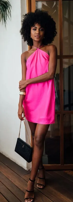 SHOW ME YOUR MUMU Jazzy Dress In Hot Pink Luxe Satin thumbnail 1