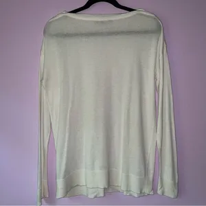 Jeanne Pierre Size M White Cashmere Blend Sweater Lightweight Knit Preppy thumbnail 6