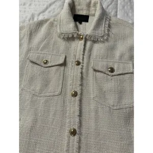 Sweet Rain Tweed Shacket Shirt Jacket White Gold Shimmer Accent thumbnail 2